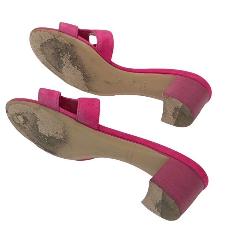 Hermes Oasis Sandals Shoes Suede Pink Mules