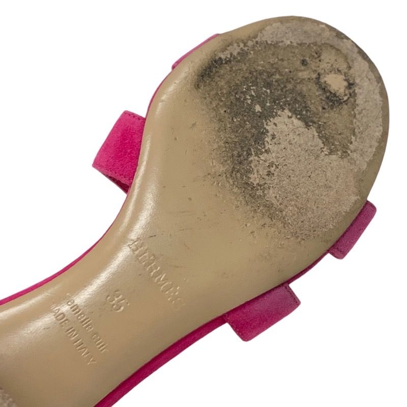 Hermes Oasis Sandals Shoes Suede Pink Mules