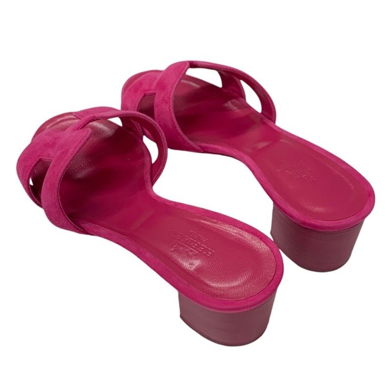 Hermes Oasis Sandals Shoes Suede Pink Mules