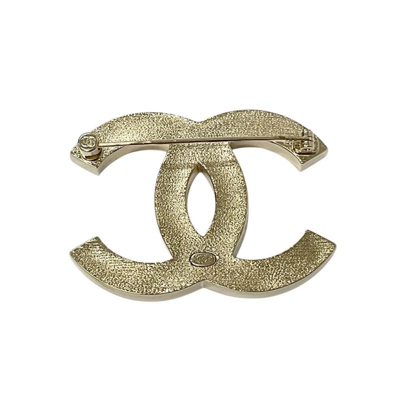 Chanel Brooch Corsage Gold Coco Mark Rhinestone Wood Style