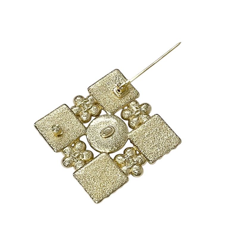 Chanel Brooch Corsage Gold Black Coco Mark Rhinestone