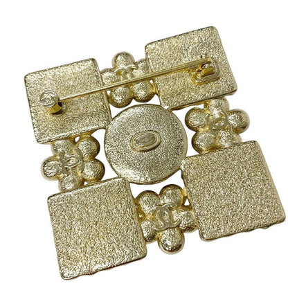 Chanel Brooch Corsage Gold Black Coco Mark Rhinestone