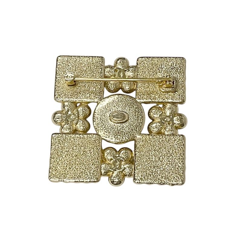 Chanel Brooch Corsage Gold Black Coco Mark Rhinestone