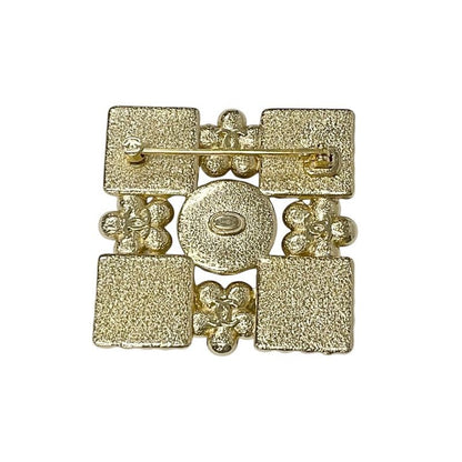 Chanel Brooch Corsage Gold Black Coco Mark Rhinestone
