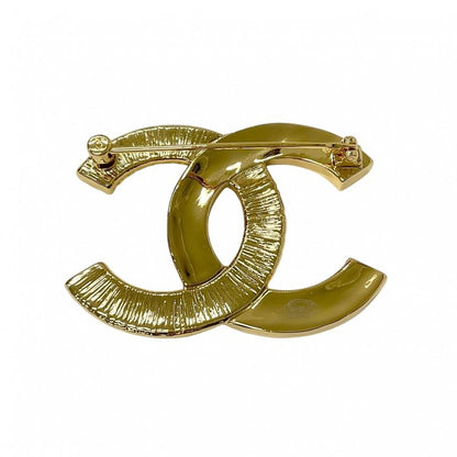 Chanel Brooch Corsage Gold Black Here Mark