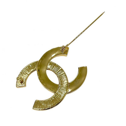 Chanel Brooch Corsage Gold Black Here Mark