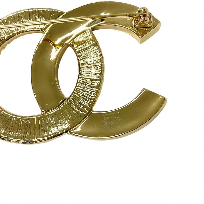 Chanel Brooch Corsage Gold Black Here Mark