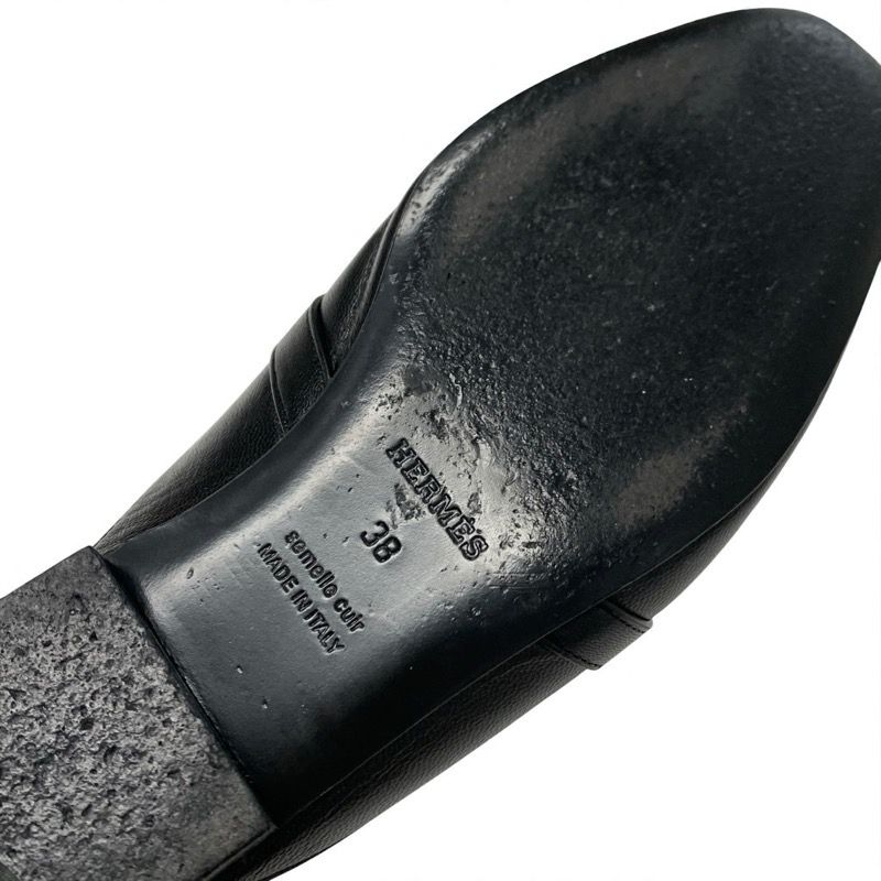 Hermes Oz Flat Shoes Leather Black Gold Mule Kelly Hardware Slipper Sandals