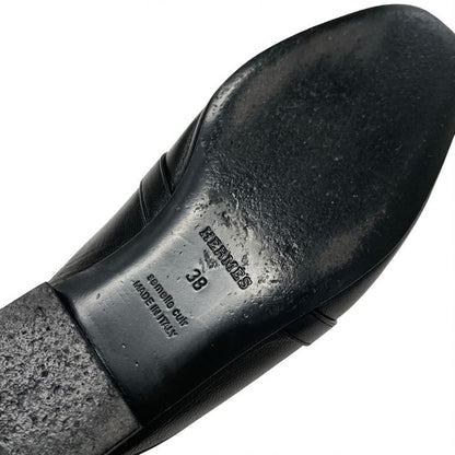 Hermes Oz Flat Shoes Leather Black Gold Mule Kelly Hardware Slipper Sandals