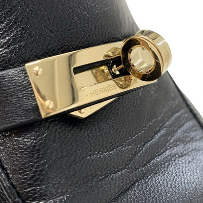 Hermes Oz Flat Shoes Leather Black Gold Mule Kelly Hardware Slipper Sandals