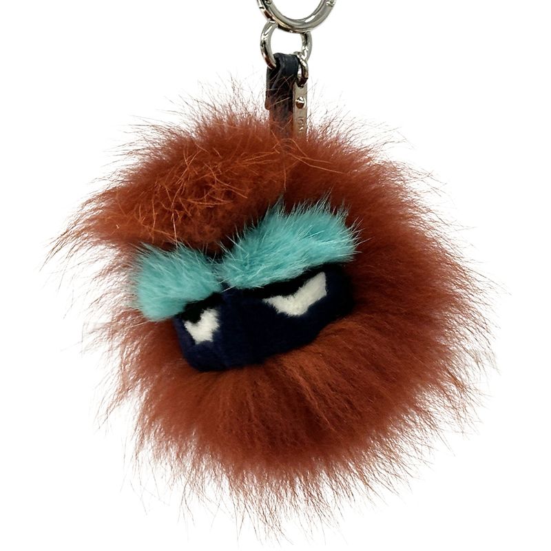 Fendi Charm Women's Men's Brand Bag Bugs Monster Faux Fur Bag Charm Brown