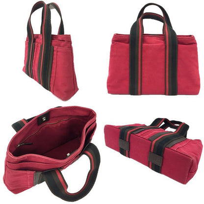 Hermes Trocao Horizontal PM Tote Bag Canvas Red Aq11721