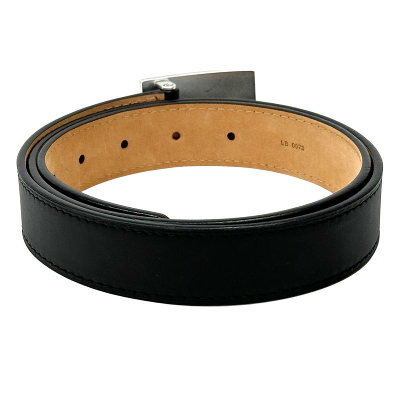 Louis Vuitton Belt Men's Brand Leather Santure Jeans Black Silver M6812u 90/36