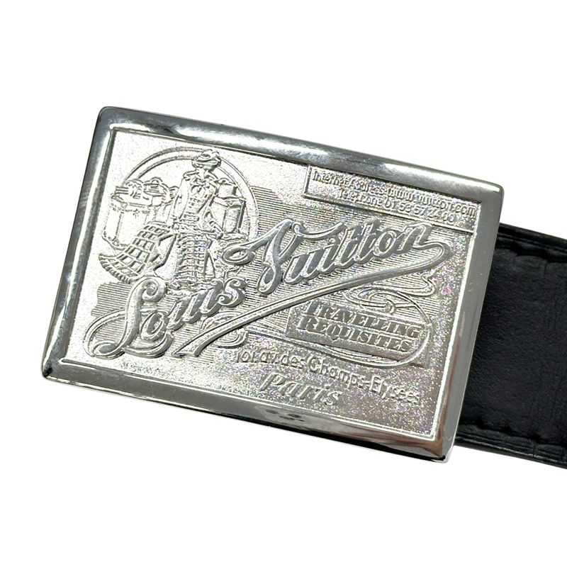 Louis Vuitton Belt Men's Brand Leather Santure Jeans Black Silver M6812u 90/36