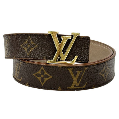 Louis Vuitton Belt Monogram Women's Brand Leather Santure LV Initials Brown