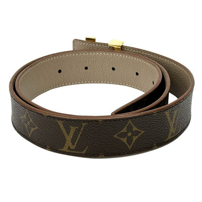 Louis Vuitton Belt Monogram Women's Brand Leather Santure LV Initials Brown