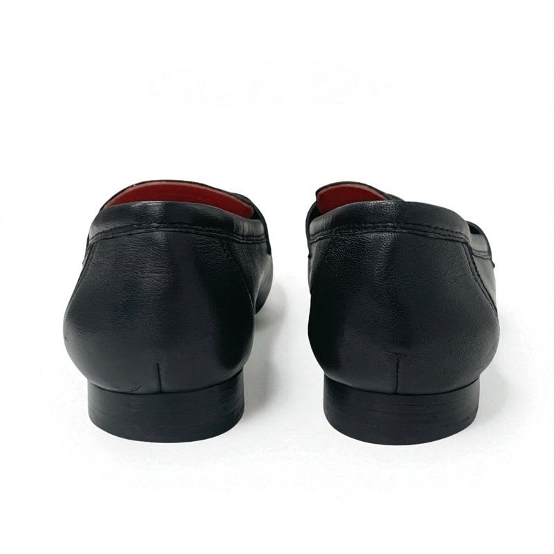 Hermes Paris Loafer Leather Shoes Black Silver Hhardware Moccasins