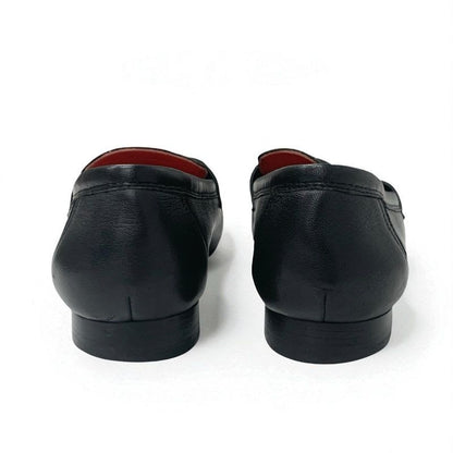 Hermes Paris Loafer Leather Shoes Black Silver Hhardware Moccasins