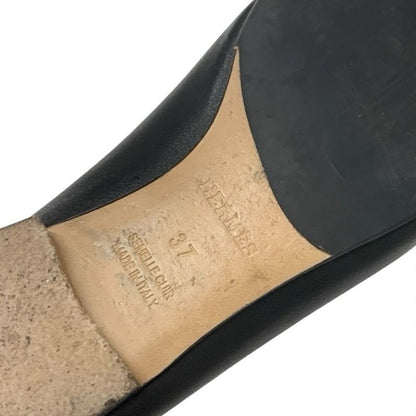 Hermes Paris Loafer Leather Shoes Black Silver Hhardware Moccasins