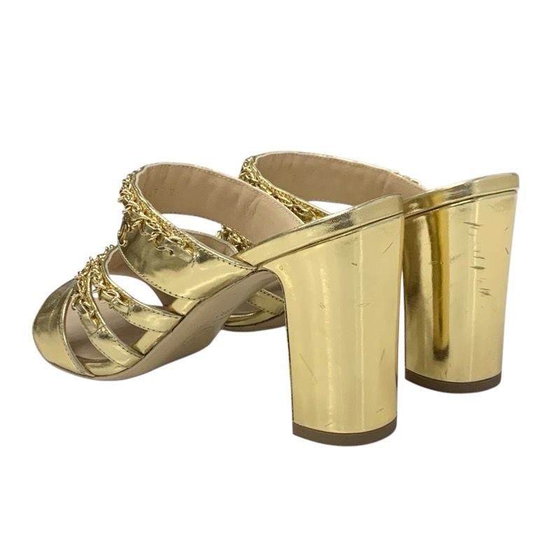 Chanel Sandals Shoes Leather Gold Coco Mark Chain