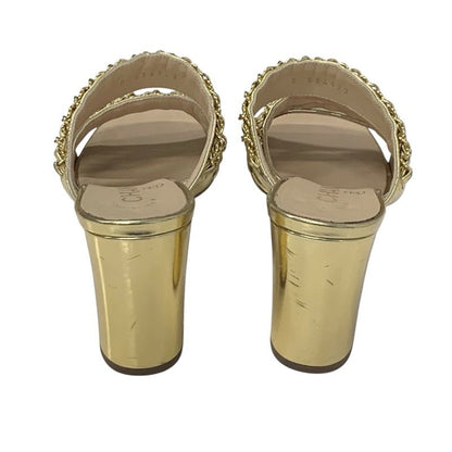 Chanel Sandals Shoes Leather Gold Coco Mark Chain