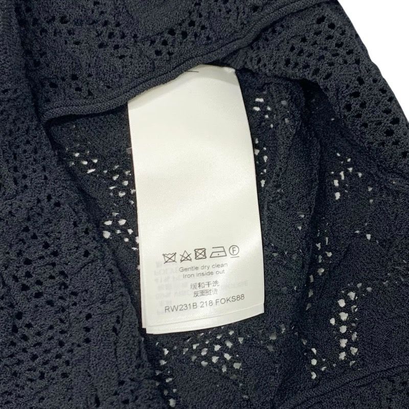 Louis Vuitton Top Rayon Black Lace Half Sleeve