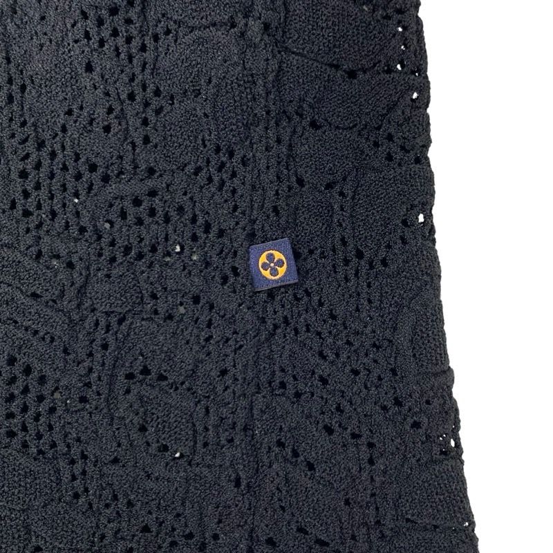 Louis Vuitton Top Rayon Black Lace Half Sleeve