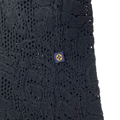 Louis Vuitton Top Rayon Black Lace Half Sleeve