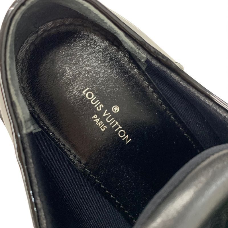Louis Vuitton Bobur Line Loafer Leather Shoes Patent Leather Black Damier Derby