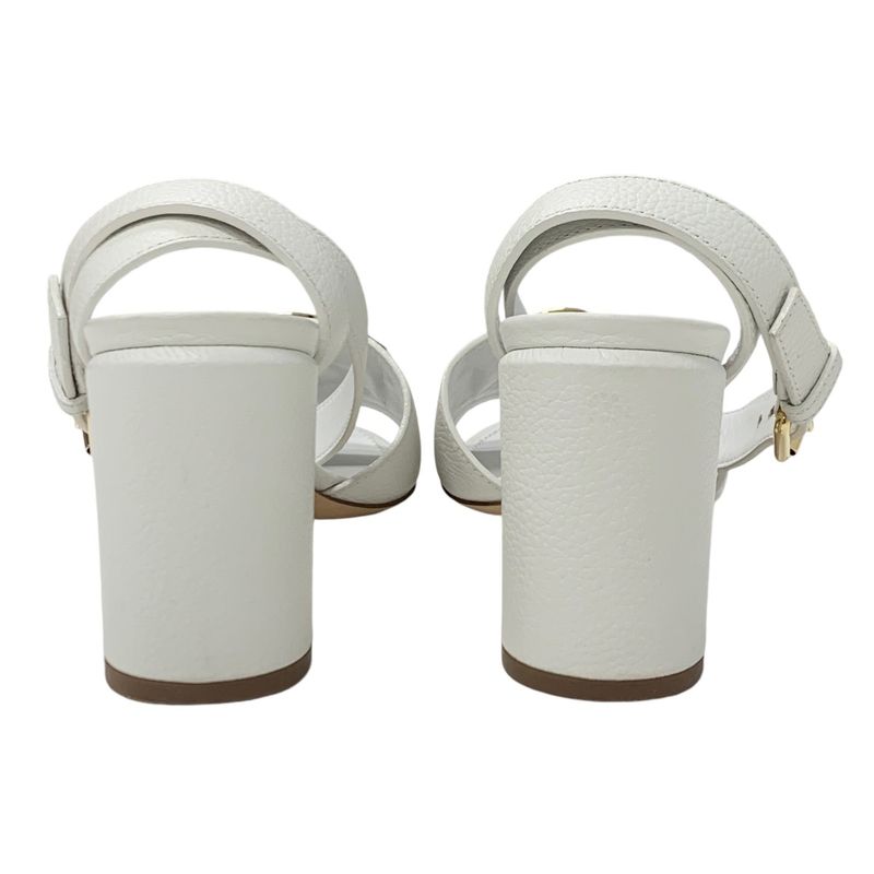 Louis Vuitton Lock It Line Sandals Shoes Leather White Gold LV Circle Logo Strap