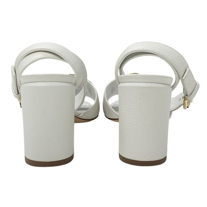 Louis Vuitton Lock It Line Sandals Shoes Leather White Gold LV Circle Logo Strap