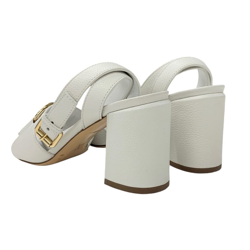 Louis Vuitton Lock It Line Sandals Shoes Leather White Gold LV Circle Logo Strap