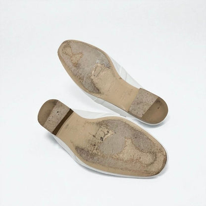 Hermes Oz Flat Shoes Leather White Silver Kelly Hardware Mule Slipper Sandals