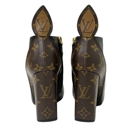 Louis Vuitton Rodeo Queen Line Monogram Boots Short Boots Shoes Leather Black