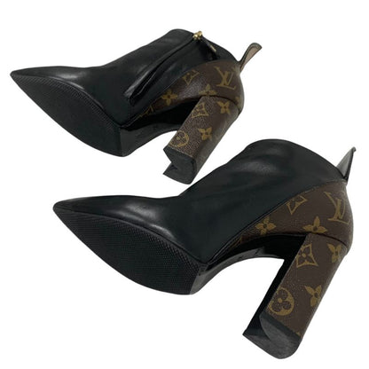 Louis Vuitton Rodeo Queen Line Monogram Boots Short Boots Shoes Leather Black