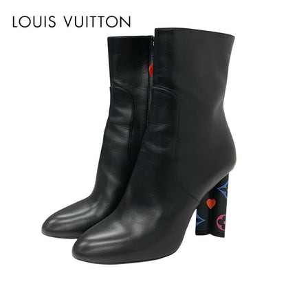 Louis Vuitton Silhouette Line Monogram Boots Short Boots Shoes Leather Black