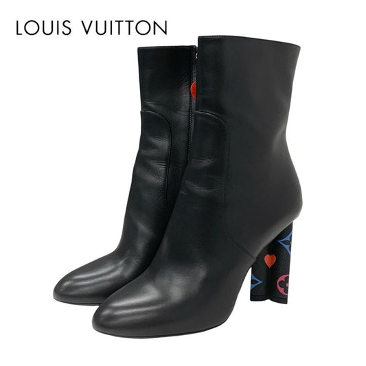 Louis Vuitton Silhouette Line Monogram Boots Short Boots Shoes Leather Black