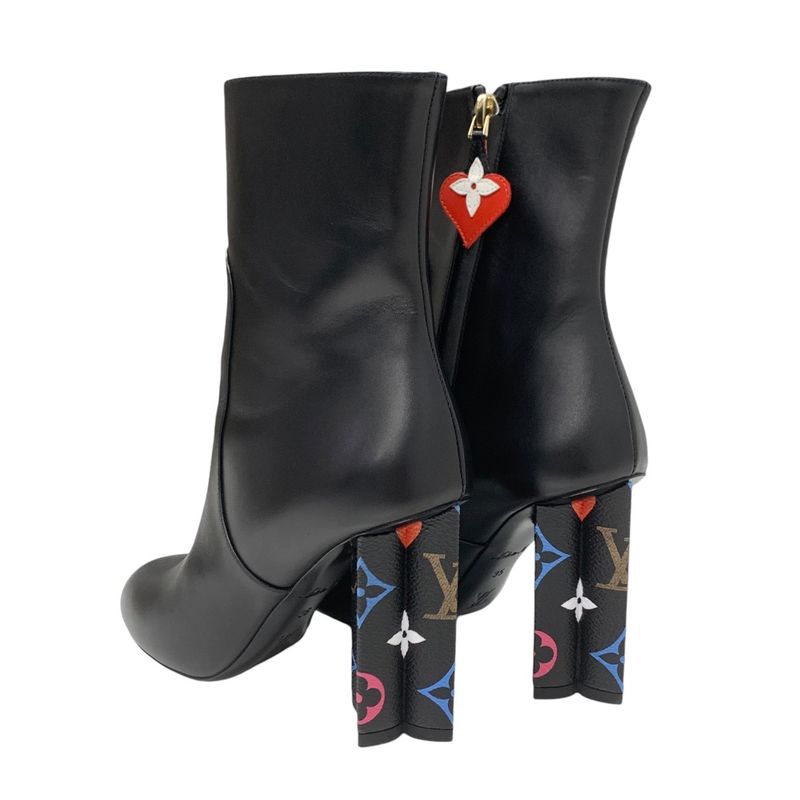 Louis Vuitton Silhouette Line Monogram Boots Short Boots Shoes Leather Black