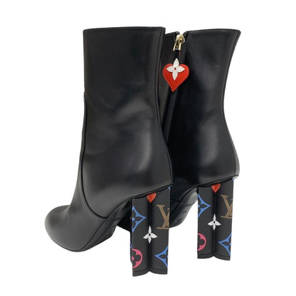 Louis Vuitton Silhouette Line Monogram Boots Short Boots Shoes Leather Black