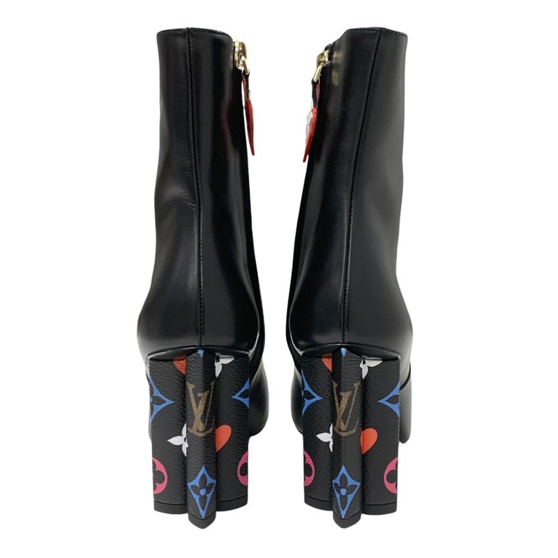 Louis Vuitton Silhouette Line Monogram Boots Short Boots Shoes Leather Black