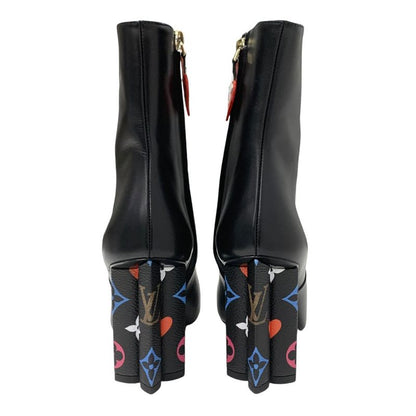 Louis Vuitton Silhouette Line Monogram Boots Short Boots Shoes Leather Black