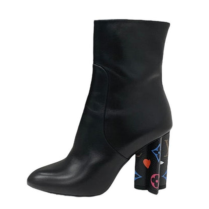 Louis Vuitton Silhouette Line Monogram Boots Short Boots Shoes Leather Black