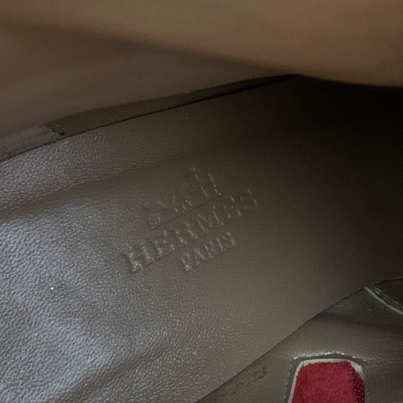 Hermes Boots Short Boots Shoes Suede Red Silver Kelly Hardware