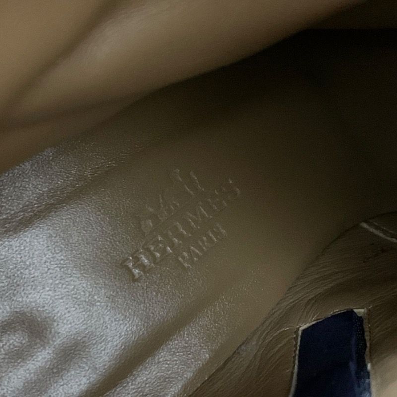 Hermes Boots Short Boots Shoes Suede Navy Silver Kelly Hardware