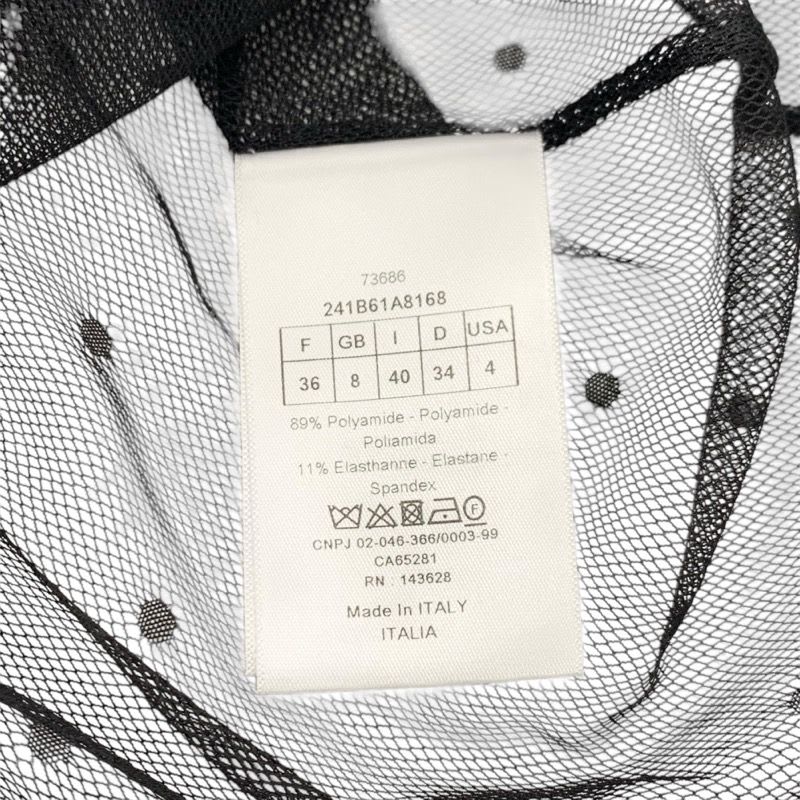 Christian Dior Top Lace Shirt Black Dot Pattern Short Sleeve