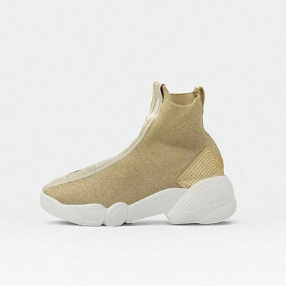 Christian DIOR Sneakers Shoes Fabric Leather Gold White Socks Sneakers Logo Line