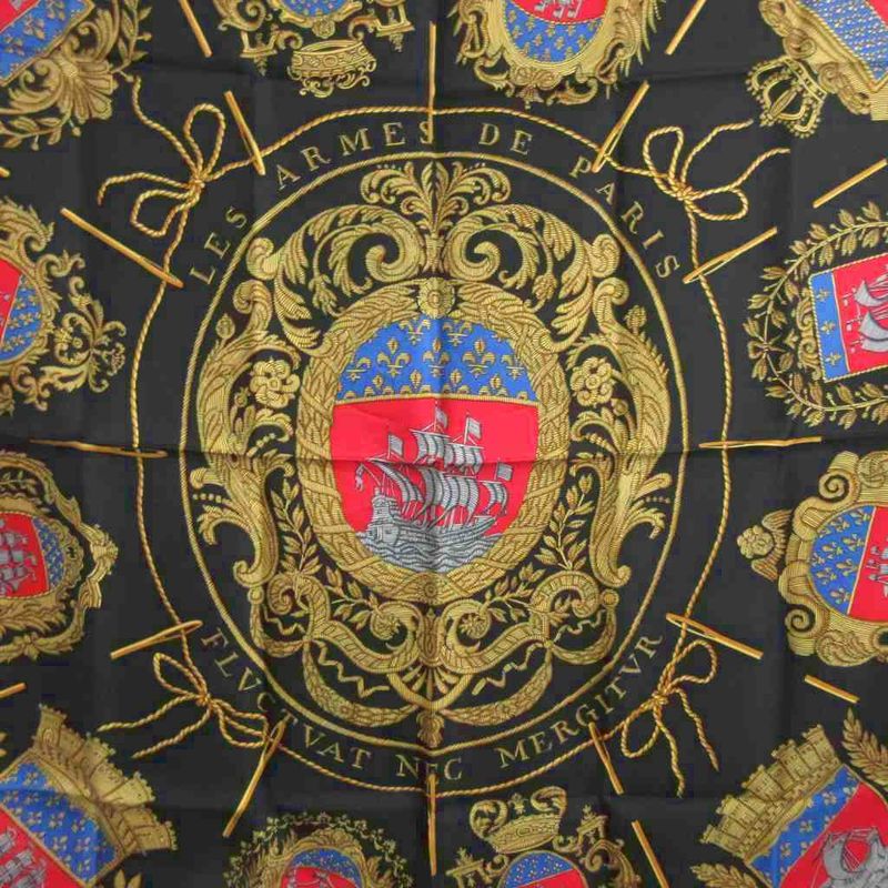 Hermes Polar Carré 90 Silk Scarf Paris Coat Of Arms LES Armes DE Paris Flvctvat