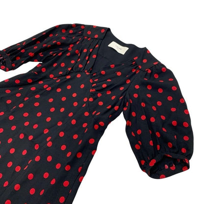 Celine Dress Rayon Black Red Dot