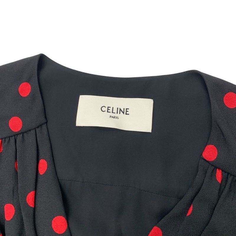 Celine Dress Rayon Black Red Dot