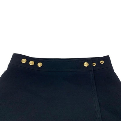 Louis Vuitton Bottoms Wool Black Gold Wrap Skirt Mini